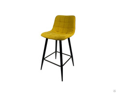 Upholstered Bar Chair High Leg Check Soft Fabric