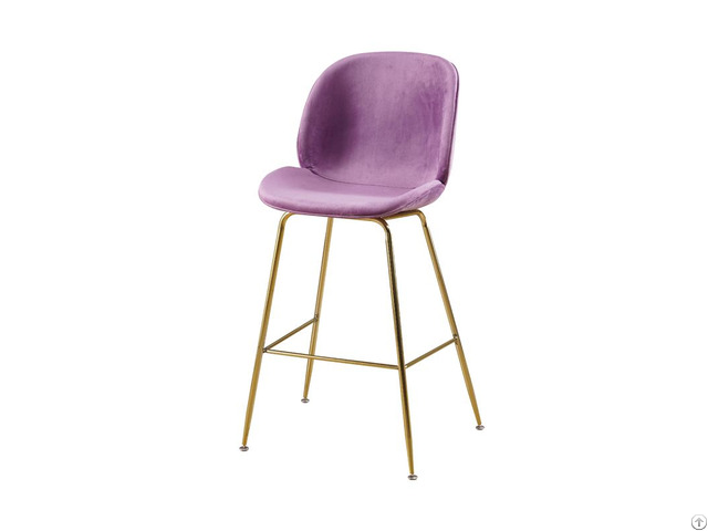 Velvet Bar Chair Hotel High Metal Legs