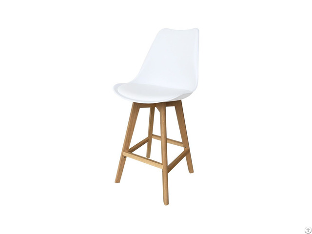 Wooden Leg Bar Chair With Plastic Seat