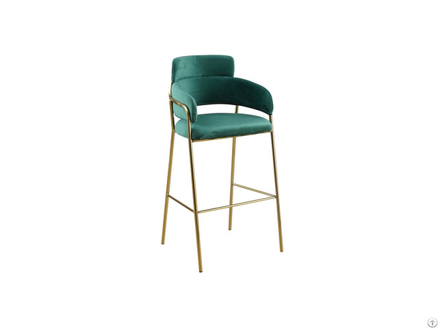 Velvet Armrest Bar Chair With Metal Legs