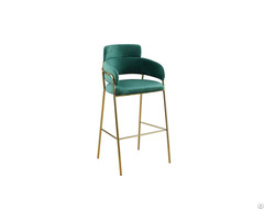 Velvet Armrest Bar Chair With Metal Legs