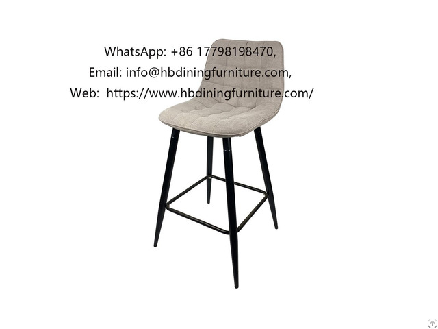 Upholstered Bar Chair High Leg Check Fabric