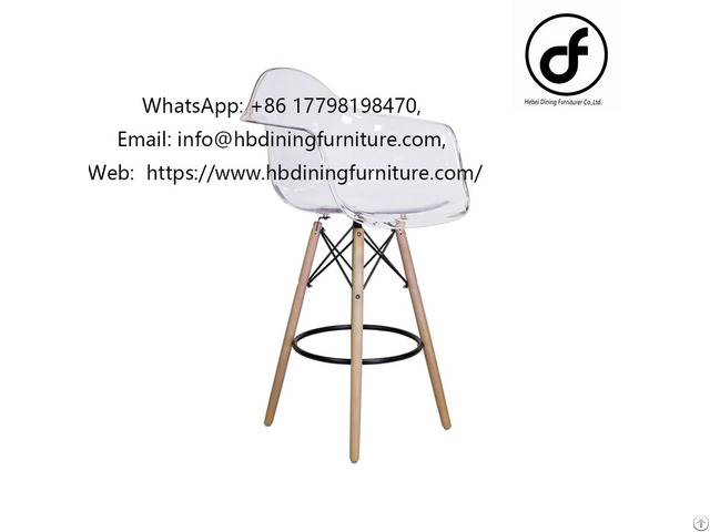 Transparent Plastic Wood Counter Chair Side Stool