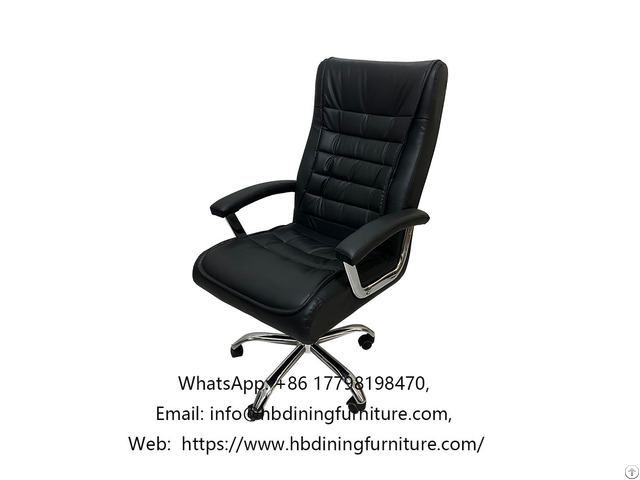 Black Leather Pu Swivel Office Chair With Arms