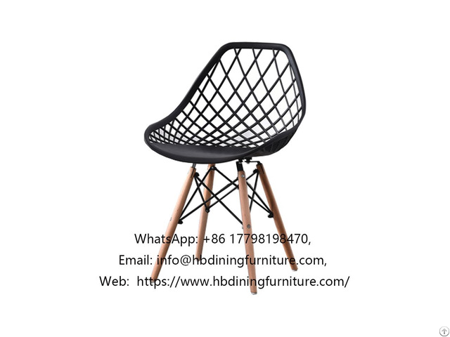 Plastic Chair With Hollow Back Wooden Legs Dc P14