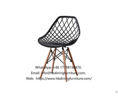 Plastic Chair With Hollow Back Wooden Legs Dc P14