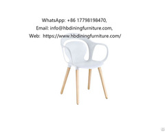 Plastic Armchairs With Cut Out Backrest Wood Legs