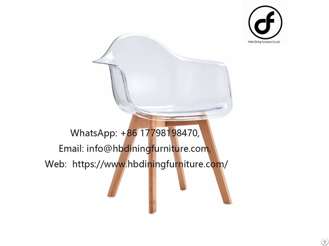 Acrylic Armrest Dining Chair Wooden Legs Dc P02pw