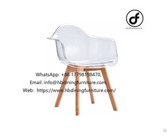 Acrylic Armrest Dining Chair Wooden Legs Dc P02pw