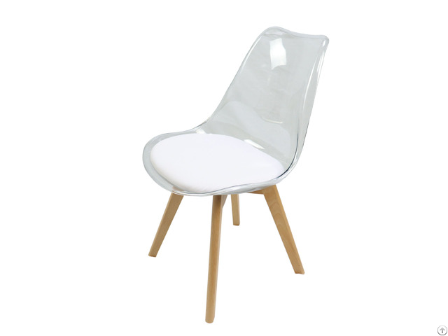 Transparent Acrylic Wood Leg Dining Chair Dc P03p