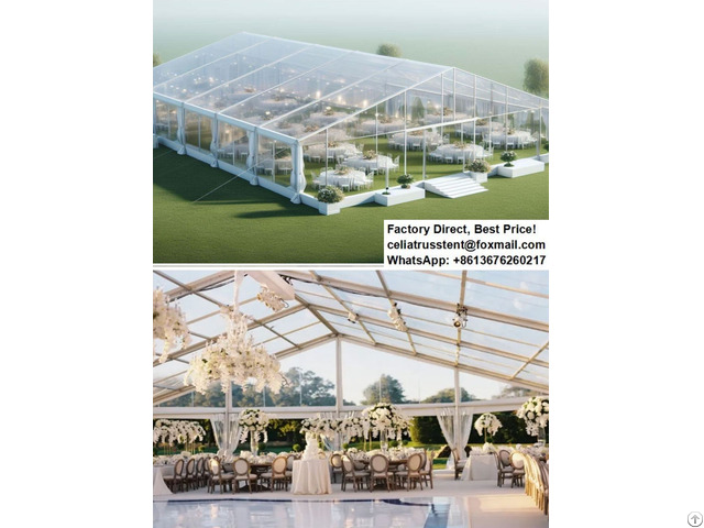 Large Luxury Wedding Marquee Tent With Glass Sidewalls For 350 People