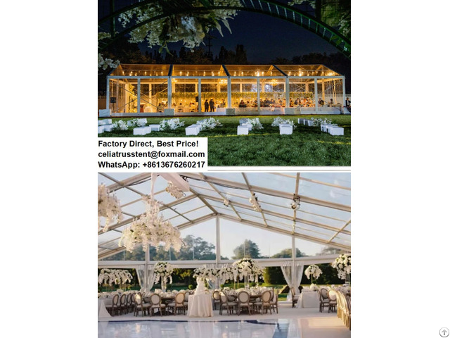 Wedding Clear Tent Hall With Decorated Drapery Lighting 500 Square Meter