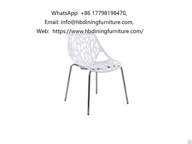 Plastic Chair With Hollow Branch Backrest And Iron Legs Dc P83