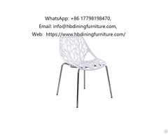 Plastic Chair With Hollow Branch Backrest And Iron Legs Dc P83