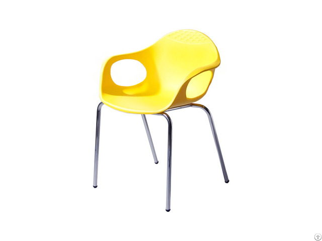 Plastic Iron Leg Chair With Hollow Armrests Dc P90