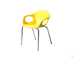 Plastic Iron Leg Chair With Hollow Armrests Dc P90