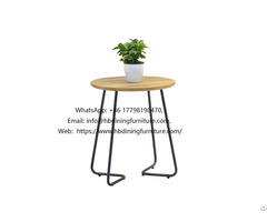 Wood Color Mdf Corner Table With Iron Legs