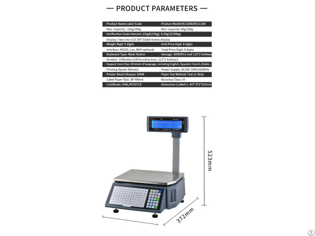 Barcode Retail Label Printing Electronic Scale With Pole Type For Supermarket