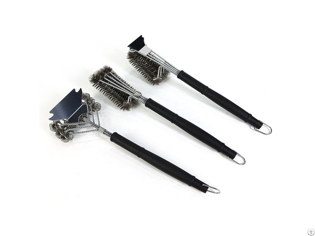 China Supplier Stainless Steel Bbq Tools Grill Cleaning Brush With Scraper