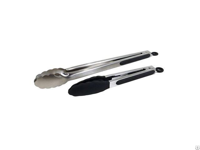 Heat Resistant Bbq Stainless Steel Kitchen Tongs With Silicon Tips