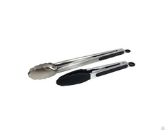 Heat Resistant Bbq Stainless Steel Kitchen Tongs With Silicon Tips