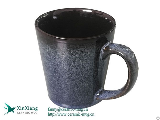 Custom 11 Oz Blue Reactive Glaze Stoneware Coffee Mugs