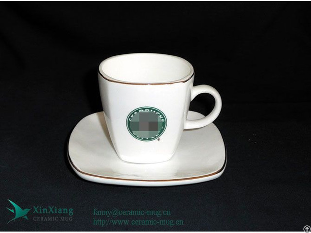 Custom Starbucks Ceramic Coffee Cup And Saucer With Logo