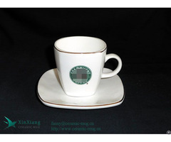 Custom Starbucks Ceramic Coffee Cup And Saucer With Logo