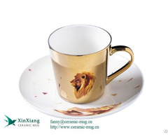 Gold Mirror Ceramic Coffee Cup And Saucer