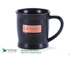 Custom Starbucks Black Ceramic Coffee Mugs With Bronze Logo 450 Ml