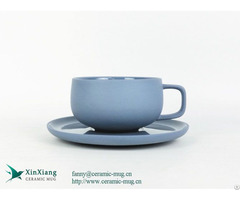 Custom Blue Nordic 200ml Ceramic Cup And Saucer Set