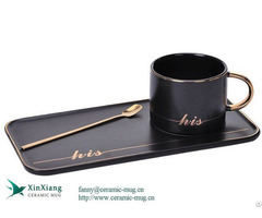 Black His Ceramic Coffee Cup And Saucer With Logo