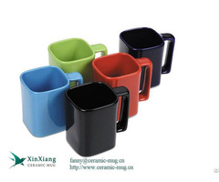 Black Square Ceramic Coffee Mugs With Logo