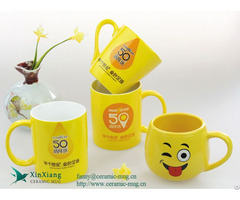 Custom Cheap Yellow Straight Classic Promotional Ceramic Mugs