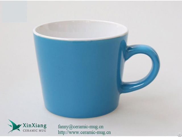 Blue Color Glazed Soup Ceramic Mugs