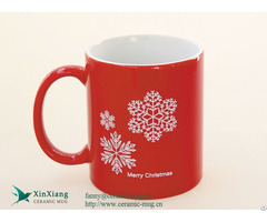 Custom Red Shiny Printed Christmas Ceramic Coffee Mugs