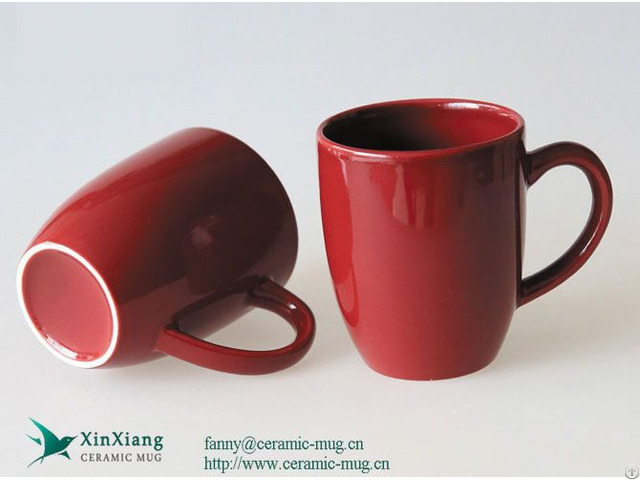 12oz Plain Red Shiny Horn Shaped Promotional Ceramic Coffee Mugs