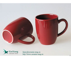 12oz Plain Red Shiny Horn Shaped Promotional Ceramic Coffee Mugs