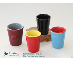 Double Color Embossed Ceramic Coffee Cups Without Handle