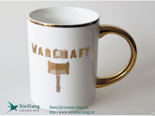 Gold Handle Ceramic Mugs With Printing