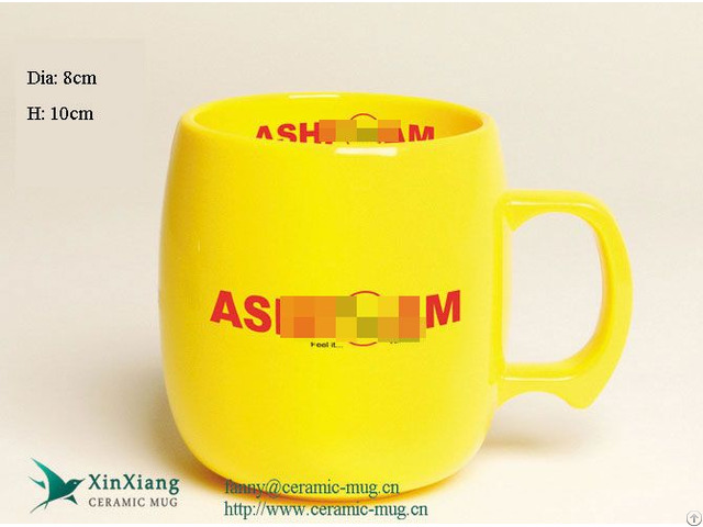 Large Yellow Wine Barrel Shaped Ceramic Coffee Mugs