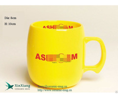 Large Yellow Wine Barrel Shaped Ceramic Coffee Mugs