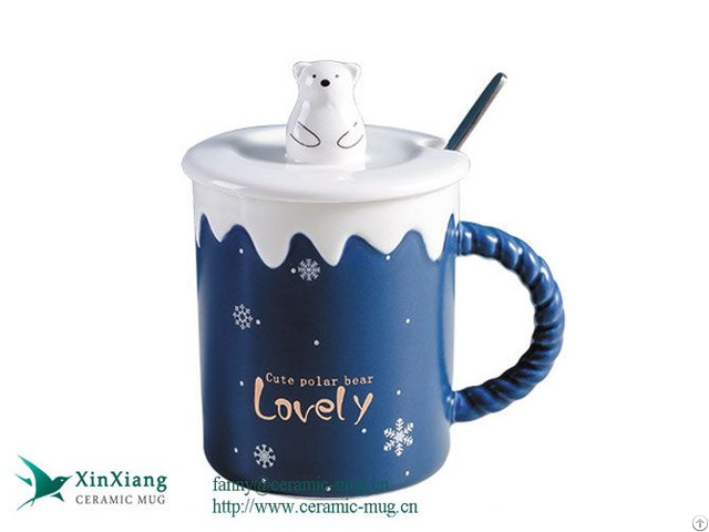 Custom Cartoon Cute Polar Bear Christmas Ceramic Mugs