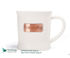 Custom Starbucks White Ceramic Coffee Mugs With Bronze Logo