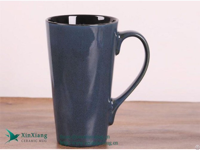 16oz Wide Mouth Color Glazed Ceramic Mugs Promotional Big Horn