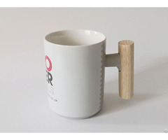 Wholesale 330ml Grey Nordic Honeycomb Mugs With Wooden Handle