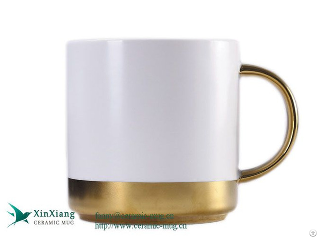 Custom Manufacturers Two Colors White And Gold Ceramic Coffee Mugs