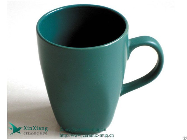 Green Matte Wide Mouth Printed Ceramic Coffee Mug