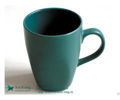 Green Matte Wide Mouth Printed Ceramic Coffee Mug