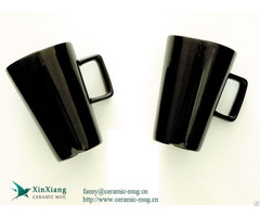 High Black Printed Promotional Ceramic Coffee Mugs With Square Handle